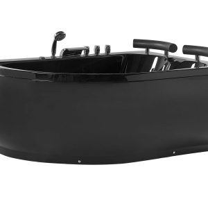 Wanna z hydromasażem 2-osobowa LED czarna 624927 Wanna z hydromasażem 2-osobowa LED czarna 624927