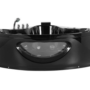Wanna z hydromasażem narożna LED 138×138 cm czarna 870532 Wanna z hydromasażem narożna LED 138×138 cm czarna 870532