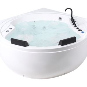 Wanna z hydromasażem światła LED głośniki bluetooth port USB akrylowa biała 870539 Wanna z hydromasażem światła LED głośniki bluetooth port USB akrylowa biała 870539