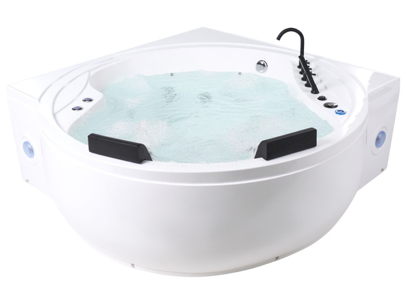 Wanna z hydromasażem światła LED głośniki bluetooth port USB akrylowa biała 870539