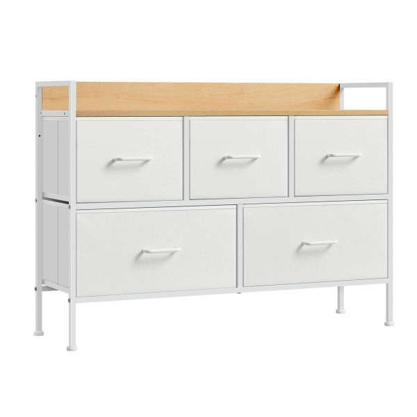 Wąska Biało-Beżowa Komoda 5 Szuflad MDF 70cm 762658