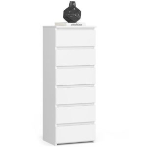 Wąska komoda do salonu, STILO, 40x35x109 cm, biel, mat | TYLETEGOTU 834226 Wąska komoda do salonu, STILO, 40x35x109 cm, biel, mat | TYLETEGOTU 834226