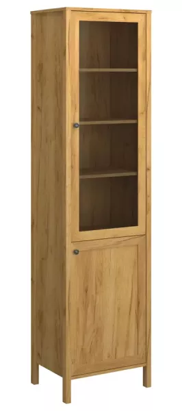 Wąska witryna na nóżkach z szafką dąb craft złoty - Zyax 638537