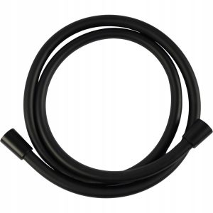 Wąż prysznicowy PVC czarny 150cm gumowy gładki obrotowy stal nierdzewna 1070460