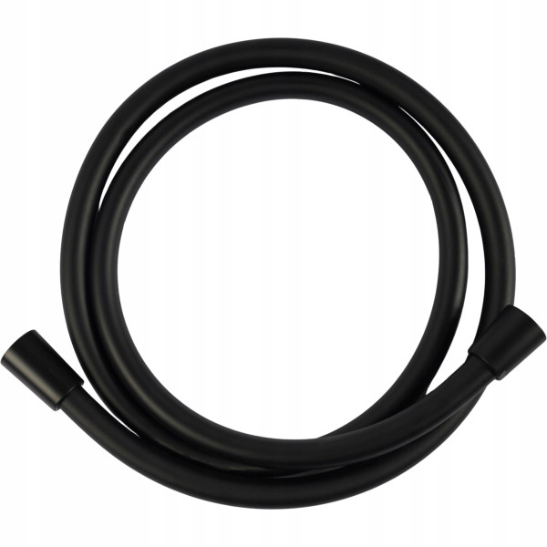 Wąż prysznicowy PVC czarny 150cm gumowy gładki obrotowy stal nierdzewna 1070460