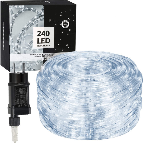 Wąż świetlny 11,5 m zimny biały 240 Led z programatorem IP44 336249