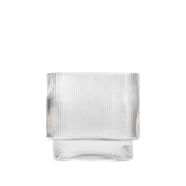 Wazon AMER szklany podłużny prążkowany transparentny 20x10x18,5 cm HOMLA 954496