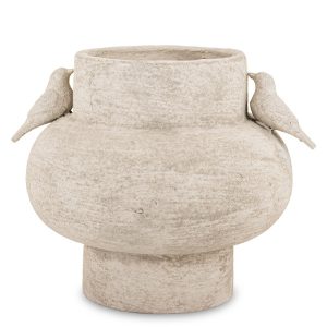Wazon ceramiczny szary 30x35x31 cm z ptaszkami 989914 Wazon ceramiczny szary 30x35x31 cm z ptaszkami 989914
