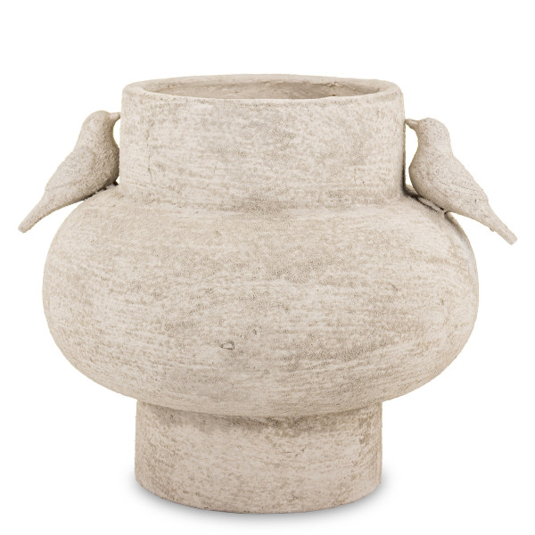 Wazon ceramiczny szary 30x35x31 cm z ptaszkami 989914