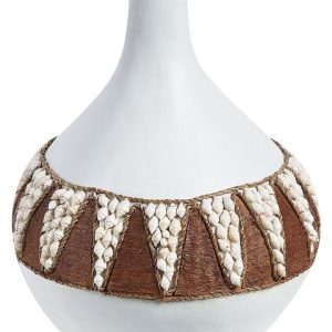 Wazon dekoracyjny 33 cm terakota biały 124584 Wazon dekoracyjny 33 cm terakota biały 124584