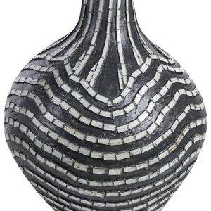 Wazon dekoracyjny 35 cm terakota czarno-biały 124631 Wazon dekoracyjny 35 cm terakota czarno-biały 124631