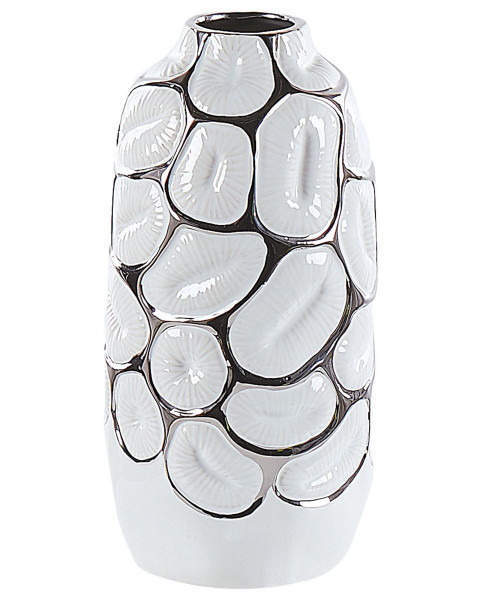 Wazon dekoracyjny ceramiczny glamour 28 cm biały 124554
