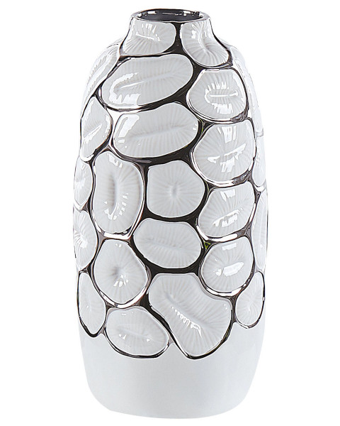 Wazon dekoracyjny ceramiczny glamour 34 cm biały 124649