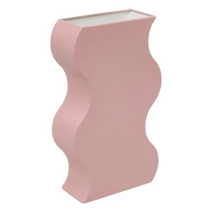 Wazon metalowy, falisty, pudrowy róż 35 cm 741328 Wazon metalowy, falisty, pudrowy róż 35 cm 741328