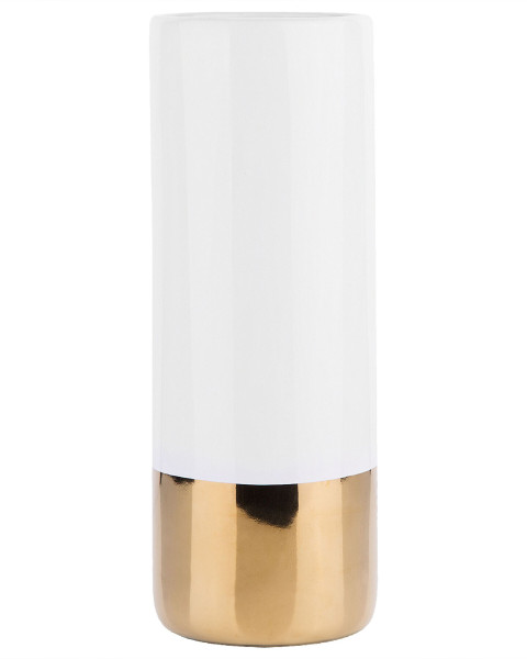 Wazon na kwiaty 36cm ceramika biało-złoty 413019