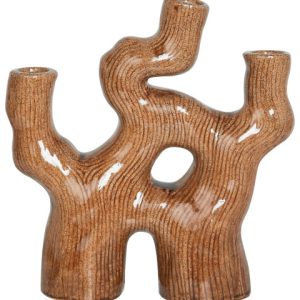 Wazon na kwiaty dekoracja z kamionki brązowy 339792 Wazon na kwiaty dekoracja z kamionki brązowy 339792