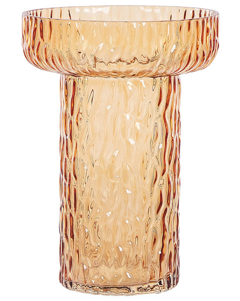 Wazon na kwiaty ozdobny szklany 20 cm pomarańczowy 124757