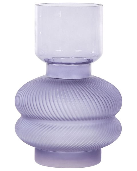 Wazon na kwiaty ozdobny szklany 24 cm fioletowy 124734