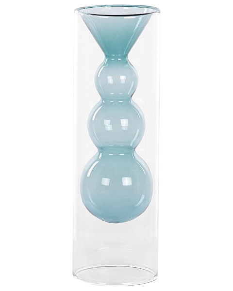 Wazon na kwiaty ozdobny szklany 26cm turkusowy 124661