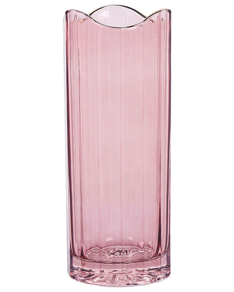 Wazon na kwiaty ozdobny szklany 30 cm różowy 124688