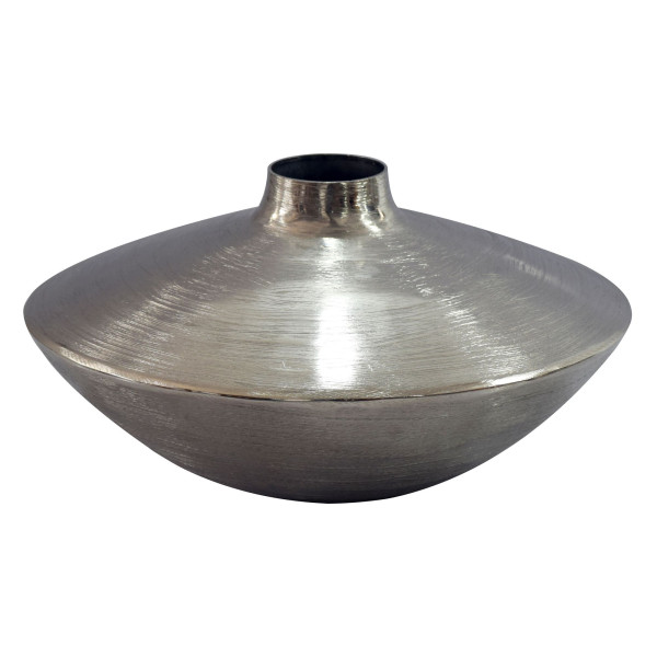 Wazon stołowy 35cm Aluminium Alu Wazon na kwiaty Okrągły Handmade Srebro 1080050