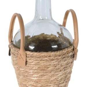 Wazon szklany boho butelka w plecionej osłonie z trawy morskiej 31 cm 1064595 Wazon szklany boho butelka w plecionej osłonie z trawy morskiej 31 cm 1064595