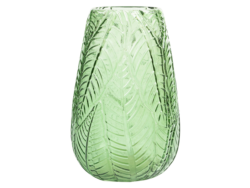 Wazon szklany Liść 26 cm zielony 42357