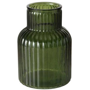 Wazon szklany RELEA, zielony, ryflowane szkło, 20 cm 266490 Wazon szklany RELEA, zielony, ryflowane szkło, 20 cm 266490