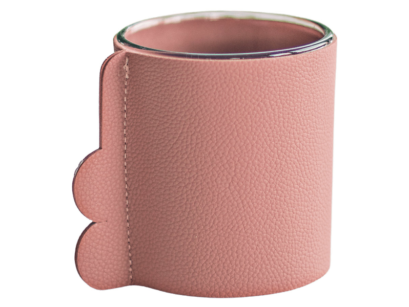 Wazon szklany w osłonce 10 cm różowy 49693