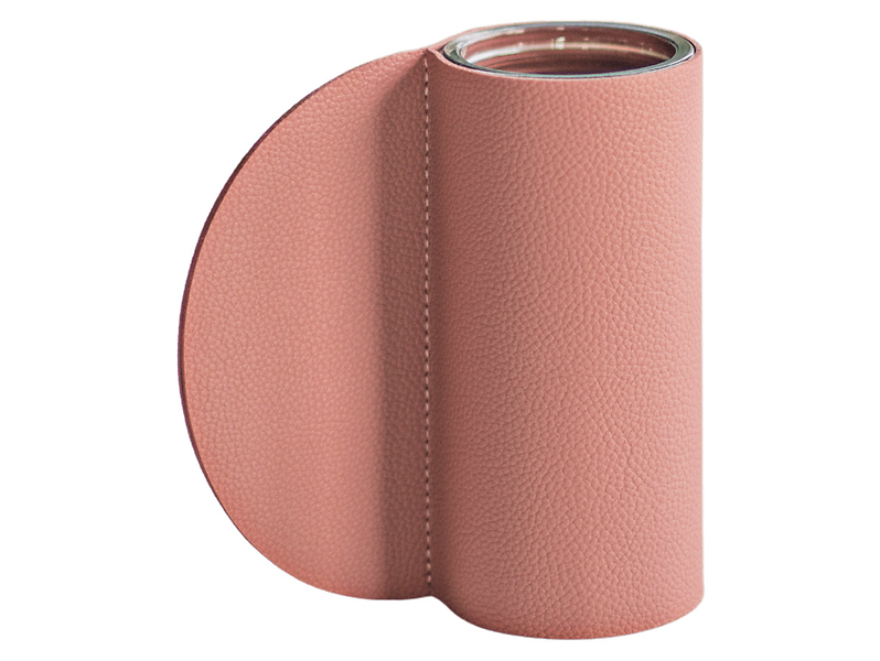Wazon szklany w osłonce 14 cm różowy 49692