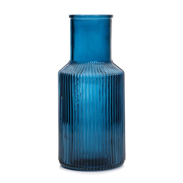 Wazon TOLLE szklany prążkowany granatowy 10x22 cm HOMLA 900085