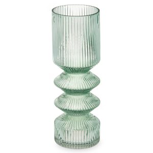 Wazon z ryflowanego szkła zielony 23 cm 327761 Wazon z ryflowanego szkła zielony 23 cm 327761