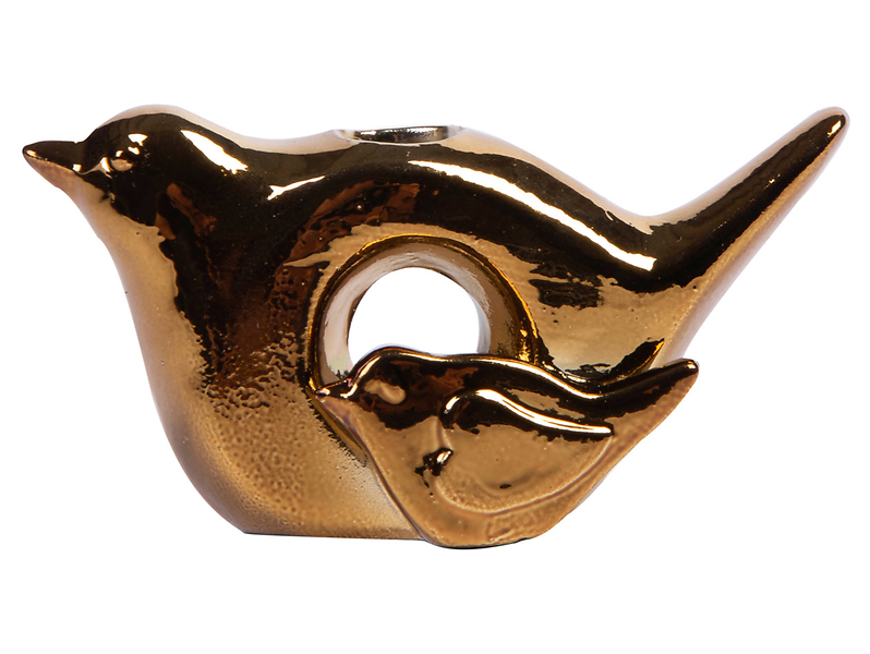 Wazonik ceramiczny Ptaszek 10 cm miedziany 42889