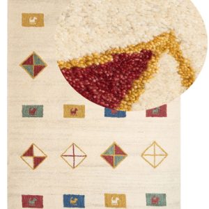 Wełaniany dywan we wzór 160×230 cm beżowy 59063 Wełaniany dywan we wzór 160×230 cm beżowy 59063