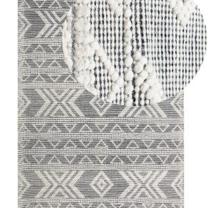 Wełniany dywan 160×230 cm biało-czarny 59897 Wełniany dywan 160×230 cm biało-czarny 59897