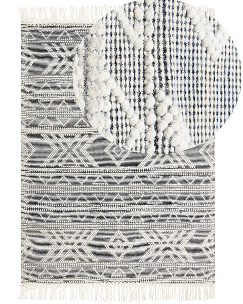Wełniany dywan 160x230 cm biało-czarny 59897