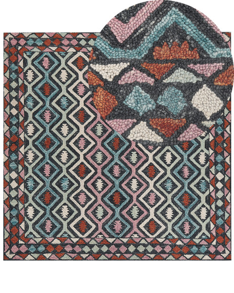 Wełniany dywan geometryczny wzór 200x200 cm 59742