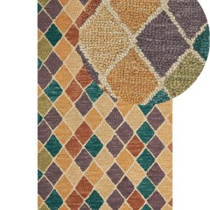 Wełniany dywan geometryczny wzór 80×150 cm 59505 Wełniany dywan geometryczny wzór 80×150 cm 59505