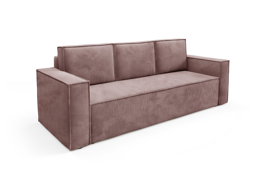 Welurowa sofa sztruksowa RODA z funkcją spania Różowa 318468
