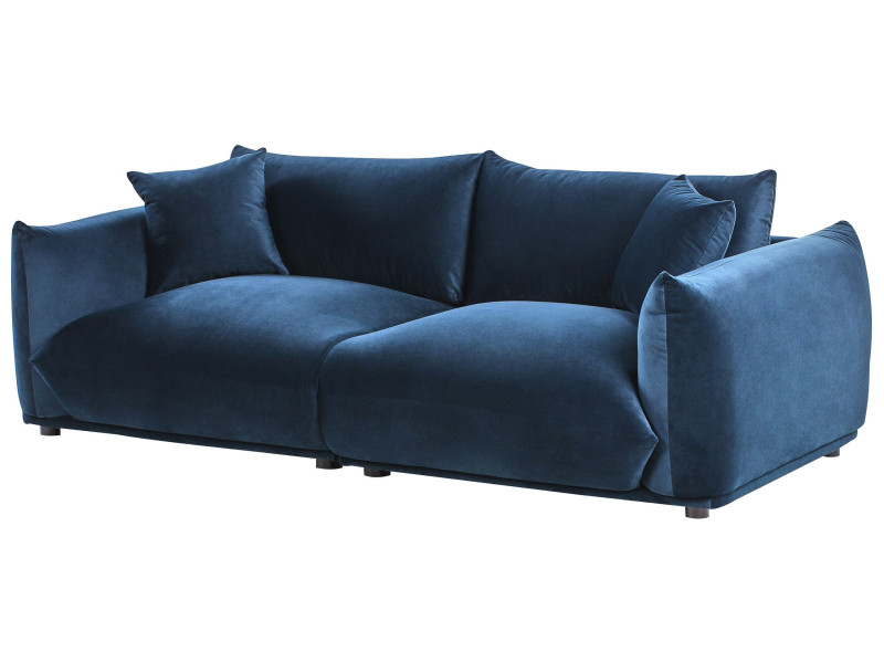 Welurowa sofa z poduszkami ciemnoniebieska 598659