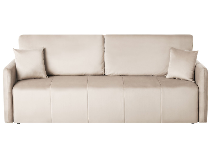 Welurowa sofa z poduszkami z funkcją spania beżowoszara 802544
