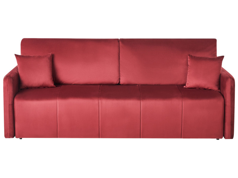 Welurowa sofa z poduszkami z funkcją spania burgundowa 802545