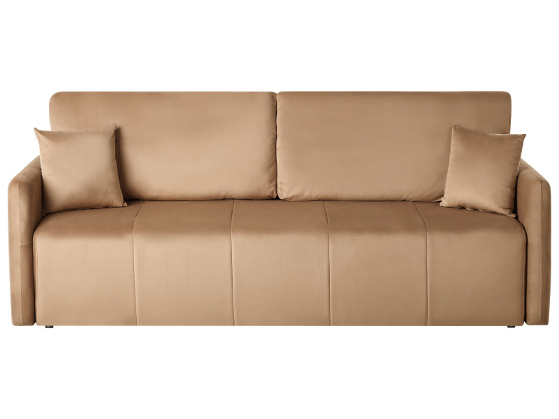 Welurowa sofa z poduszkami z funkcją spania jasnobrązowa 802543