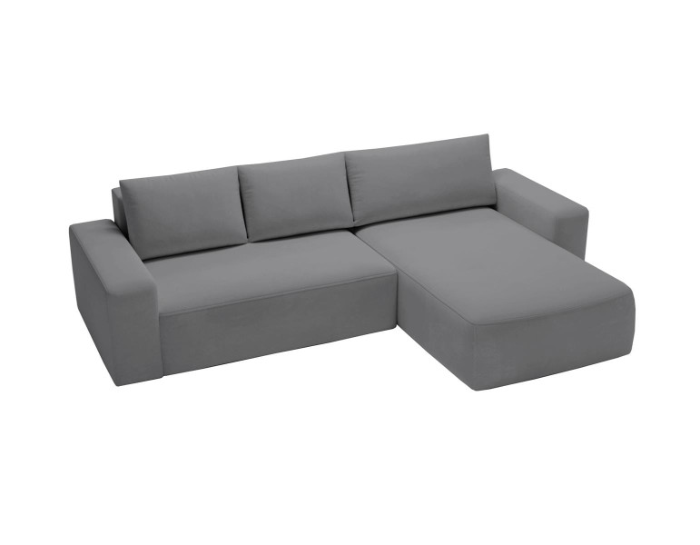 Welurowy narożnik tapicerowany z funkcją spania grafit CAMA 994214