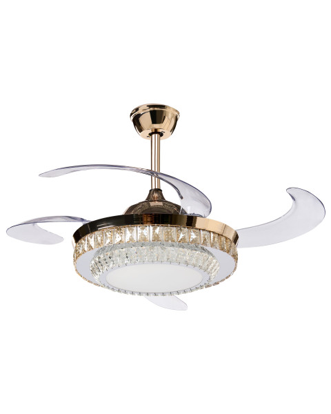 Wentylator sufitowy lampa LED złota 61953